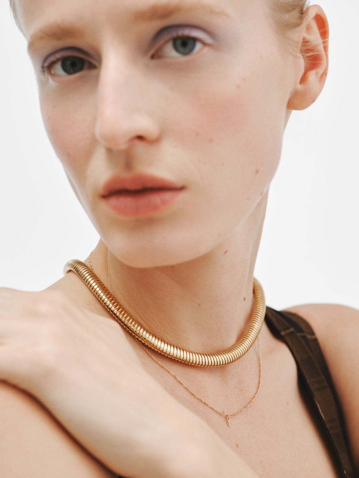 Collar tubogas de plata 925 bañada en oro amarillo de 18K