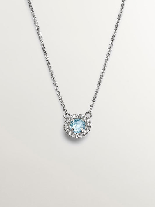 Collar de plata 925 con topacio azul y zafiros blancos