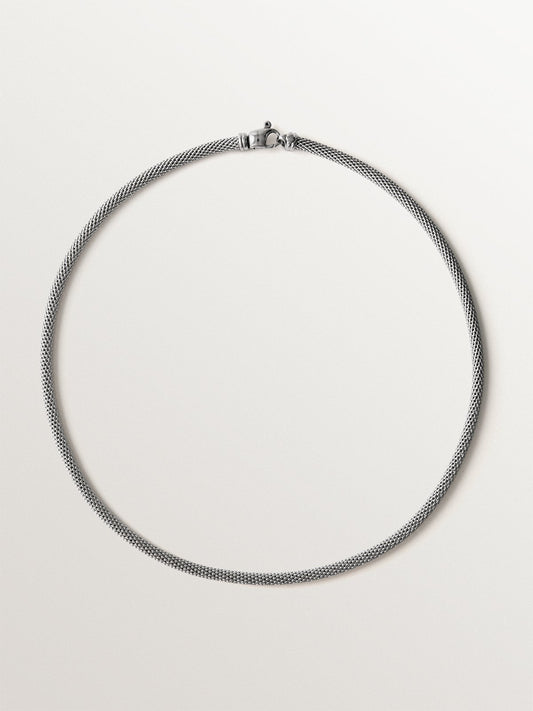 Collar de plata 925 con textura de malla