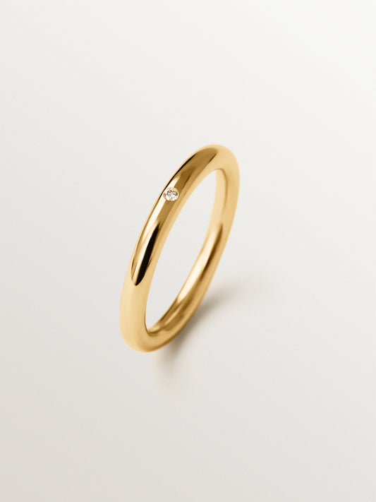 Alianza de oro amarillo de 9K con diamante