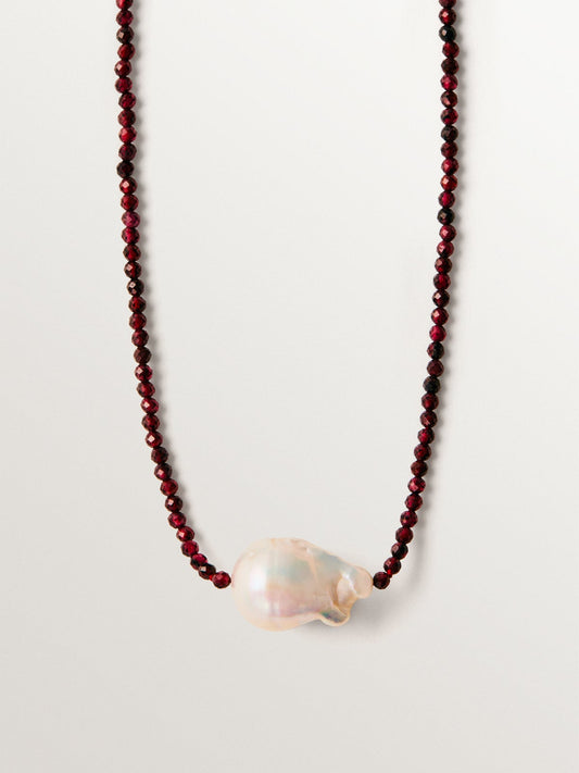 Collar de plata 925 con granates y perla